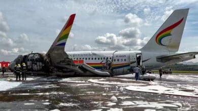 Over 40 injured after passenger plane catches fire on runway in China