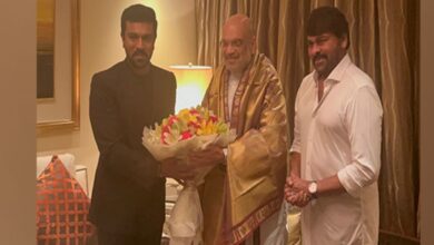 Ram Charan, Chiranjeevi meet Amit Shah after 'RRR' Oscar win