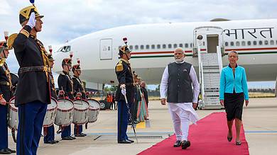 Prime Minister Narendra Modi arrives in Paris