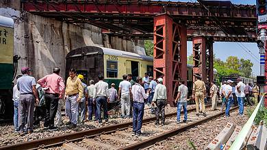Coach of EMU train derailed in Delhi