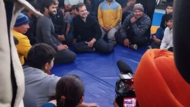 Rahul Gandhi reached Virender Arya Akhara in Chara Village of Jhajjar, Haryana to meet wrestlers.