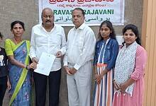 Telangana NRI Advisory Committee Chairman Manda Bheem Reddy meets late Bahrain worker Kavva Shankar’s wife and daughters in Hyderabad.