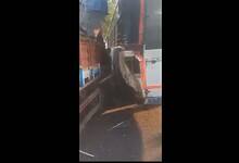 A DCM rammed an RTC bus at Aramghar X roads in Hyderabad