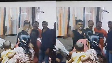 CCTV footage of policeman slapping pregnant woman.