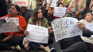 Women protest against suspension of jail term of accused BJP leader Sengar in Unnao rape