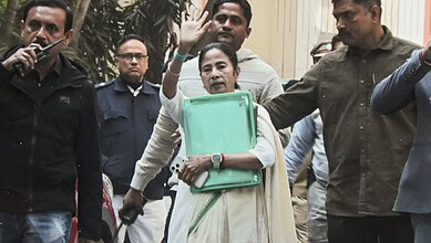 West Bengal Chief Minister Mamata Banerjee outside I-PAC chief Prateek Jain's home in Kolkata.