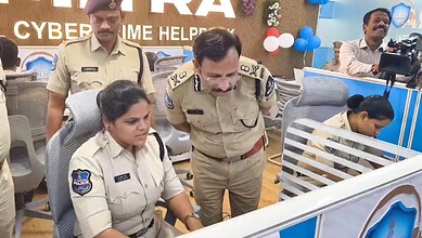 Hyderabad police commissioner VC Sajjanar at the C-Mitra help desk inauguration