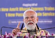 Prime Minister Narendra Modi addresses a public meeting, at Singur, in Hooghly district, West Bengal. PM Modi launched development projects worth over Rs 830 crore in West Bengal and flagged off three Amrit Bharat trains connecting Kolkata with other parts of the country.
