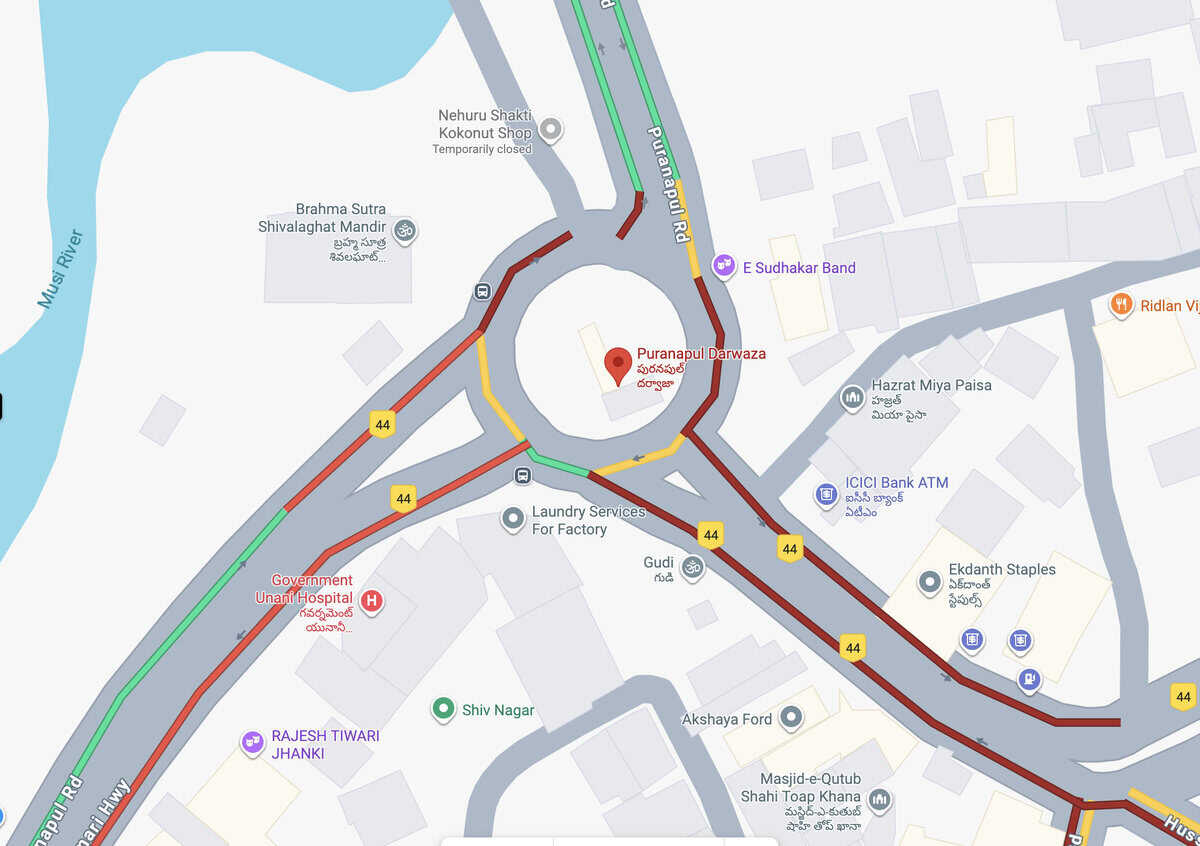 Google map screenshot of Puranapul Darwaza