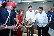 Heineken executives and officials inaugurate the new global capability centre in Hyderabad.