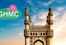 Image of the GHMC logo and Charminar in Hyderabad.