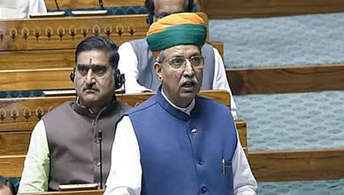 Indian Parliament session with MPs discussing Lok Sabha seat increase and women's representation.