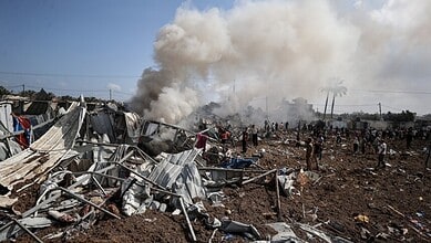 Representative image showing damage after an Israeli attack in the Gaza Strip.