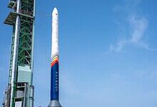 Skyroot's Vikram-1 rocket on launch pad ready for maiden test flight.