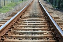 Empty railway tracks extending into the distance in a rural setting.