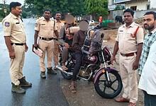 Telangana police with arrested drug peddlers
