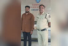 Nampally police with accused Mohammed Rizwan