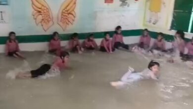 Watch: Amid heatwave, classroom turned into swimming pool in UP