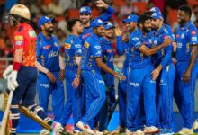 Mohali: Mumbai Indians bowler Jasprit Bumrah with teammates celebrates the wicket of Punjab Kings batter Sam Curran during the Indian Premier League (IPL) 2024 cricket match between Punjab Kings (PBKS) and Mumbai Indians (MI) at Maharaja Yadavindra Singh International Cricket Stadium, Mullanpur, in Mohali, Thursday, April 18, 2024. (PTI Photo)