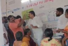 Sitting YSRCP MLA from Tenali Annabathuni Sivakumar’s followers beat up a voter at a polling booth in Tenali on Monday morning.
