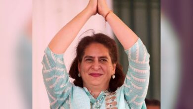 Hyderabad: Telangana Chief Minister A Revanth Reddy welcomes Priyanka Gandhi on her arrival, in Hyderabad, Saturday, May 11, 2024.