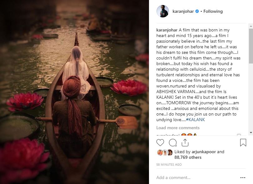 Karan Johar shares first glimpse of Kalank, remembers his father Yash Johar