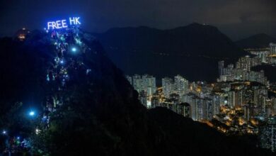 'Free Hong Kong': Protestors use torches, lanterns to light up hillsides