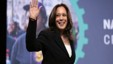 Harris apologises after 'laughing' at remark on Trump