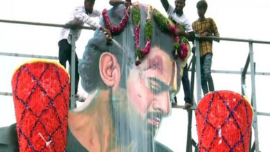 Prabhas fan climbs cellphone tower, demands to meet him