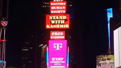 'Free Kashmir' message appears at Times Square