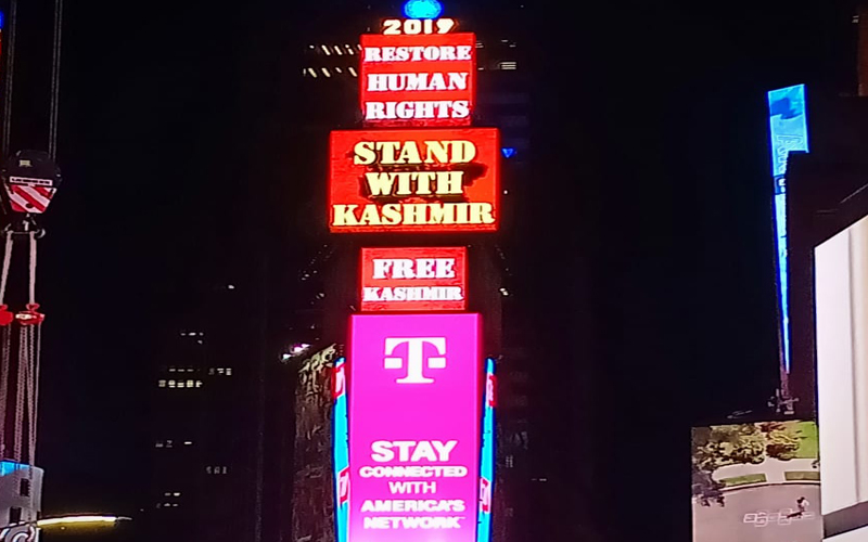 'Free Kashmir' message appears at Times Square