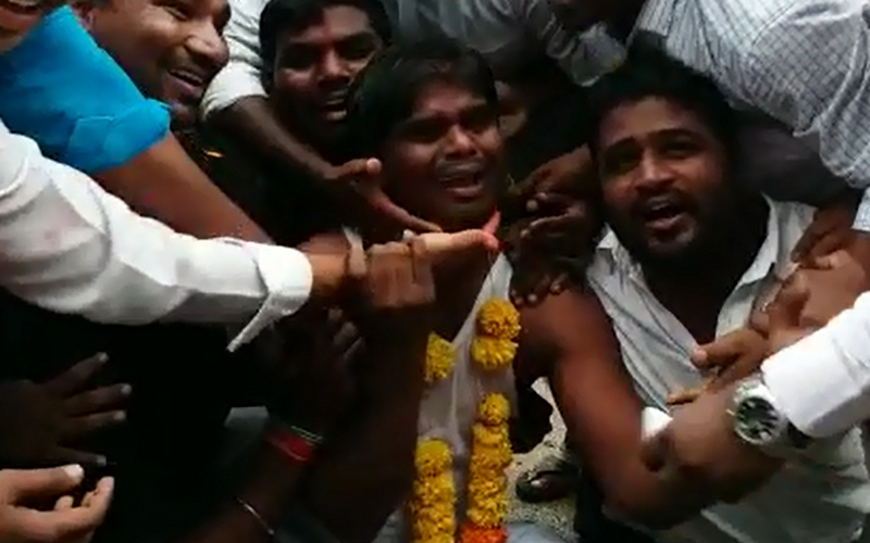 OU Students held mock funeral of KCR