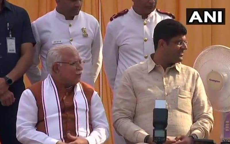 Barring Cabinet colleagues, Khattar, Dushyant take oath