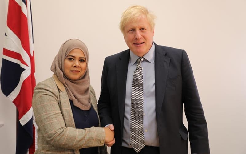 Tamkeen Shaikh and Boris Johnson