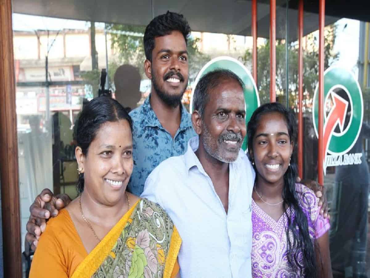 P Rajan with his family after winning Rs 12 lakh State lottery