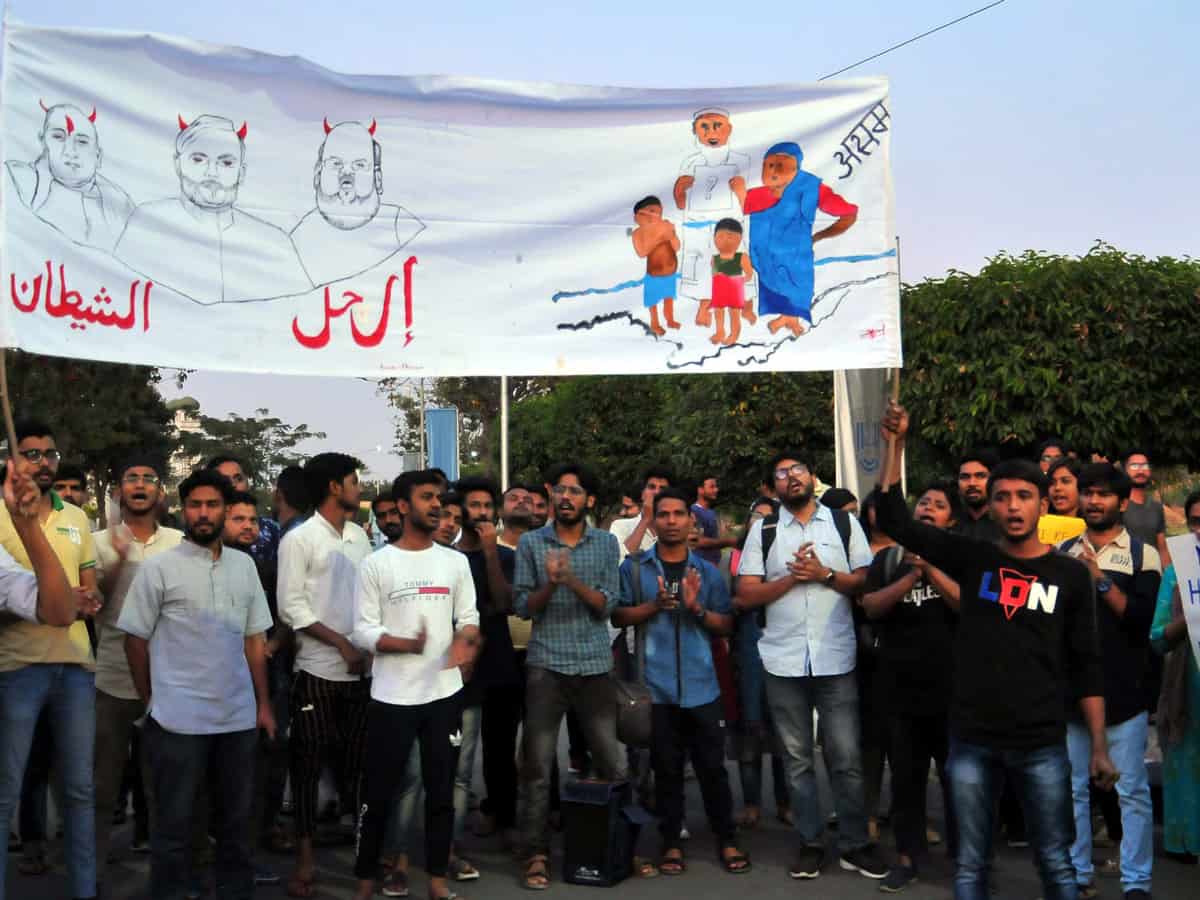 MANUU, UoH students organize joint protest against CAA