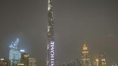 #StayHome: Dubai’s Burj Khalifa lights up to alert residents