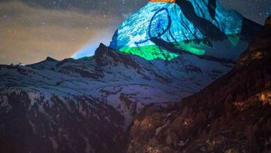 COVID 19: Matterhorn Mountains illuminated in Indian