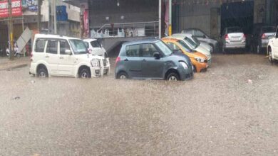 Hyderabad rain leaves puddles on roads