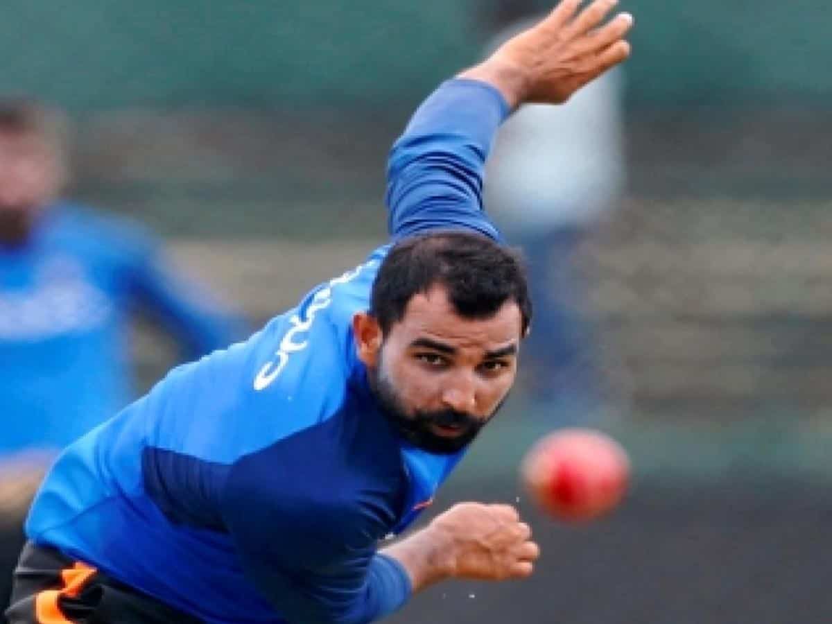 Shami gets bowling practice at his farmhouse