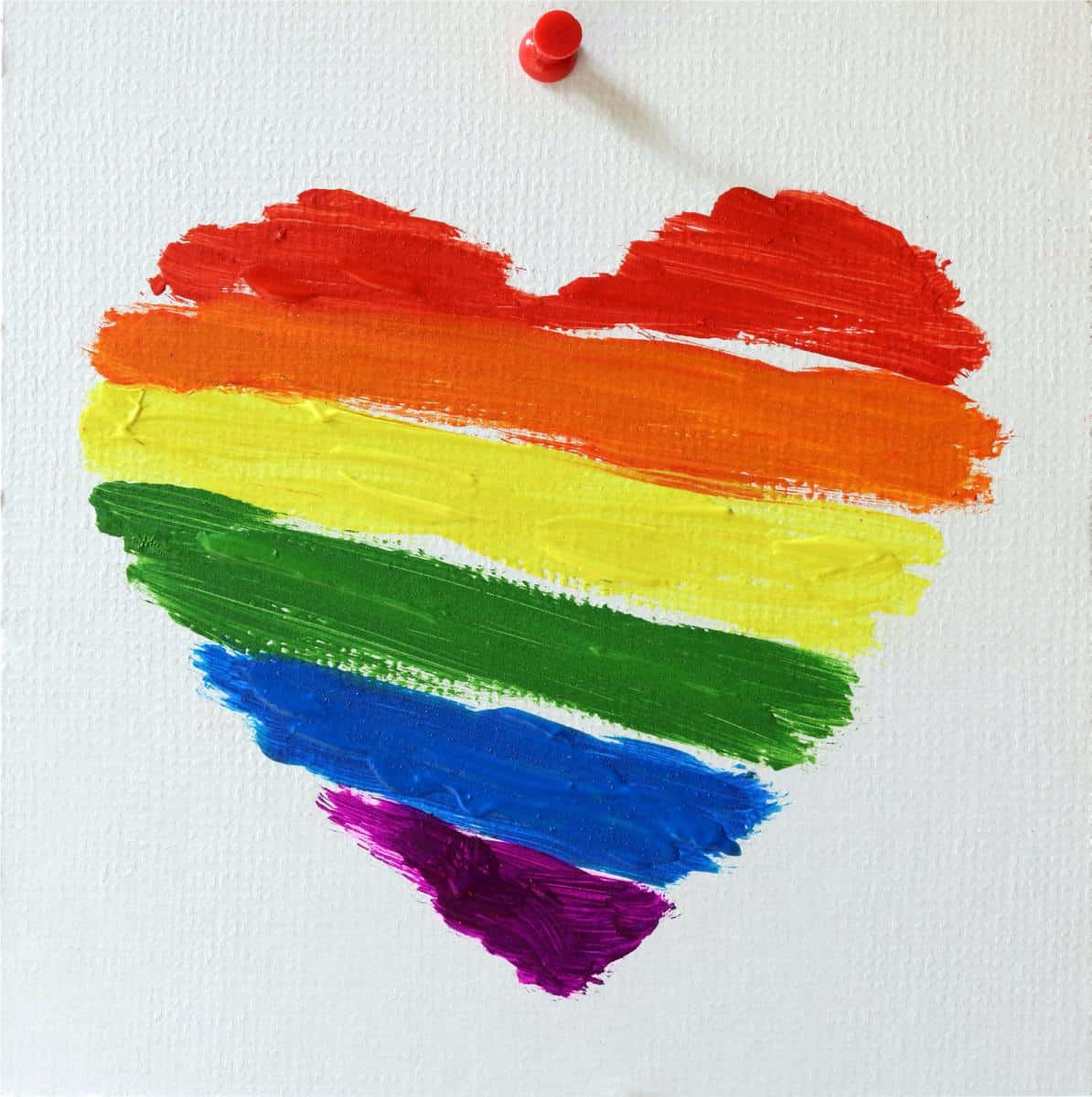 Gay lgbt flag painted rainbow heart