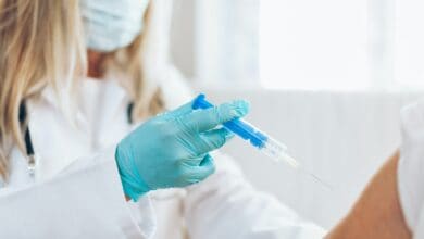 Vaccine administration on an elderly patient