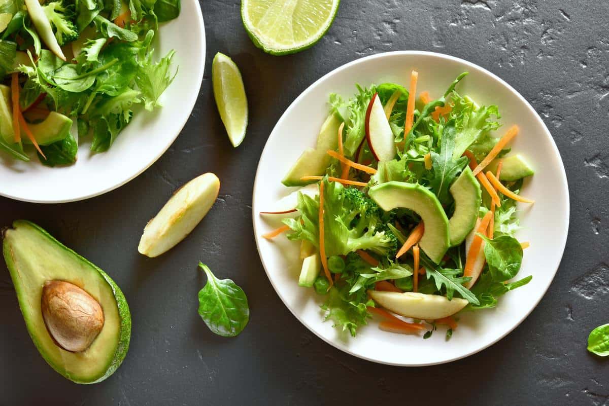 Vegetable salad from zucchini, radish, greens.