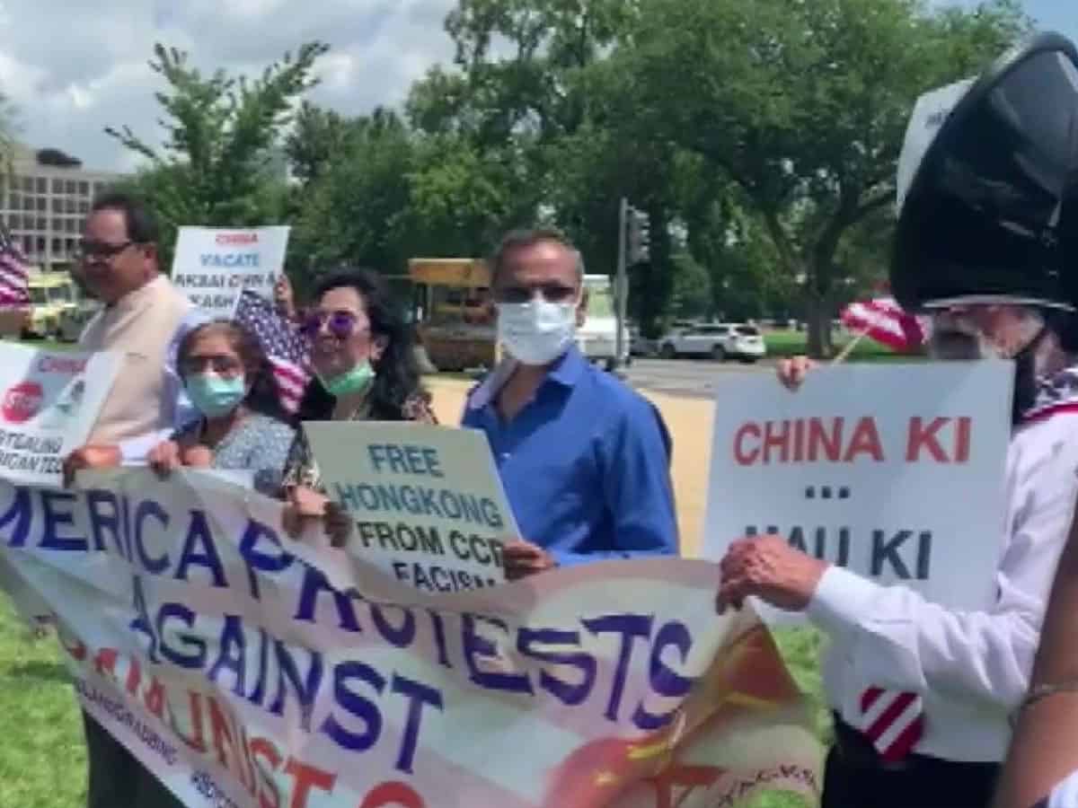 Indian-Americans protest China's aggression against India, human rights violations of Uyghurs