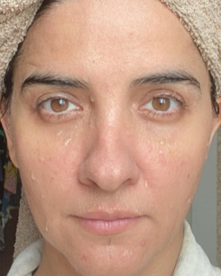 Shruti Seth in extreme close-up, sans make-up