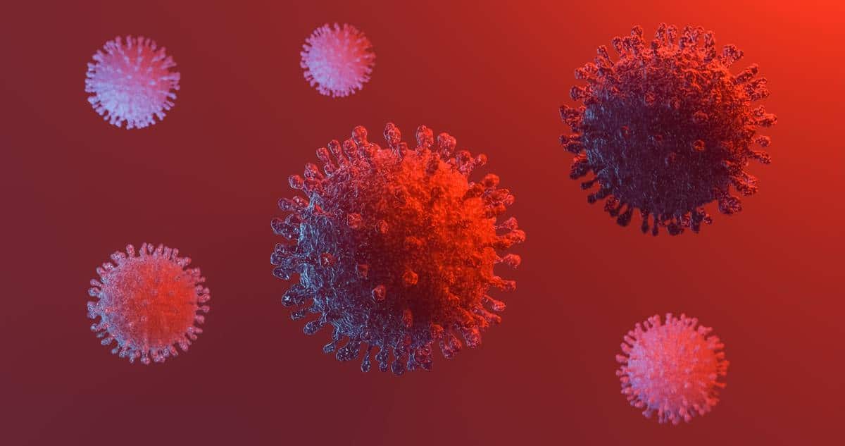 Image of Flu COVID-19 virus cell concept. Coronavirus Covid-19 influenza banner background