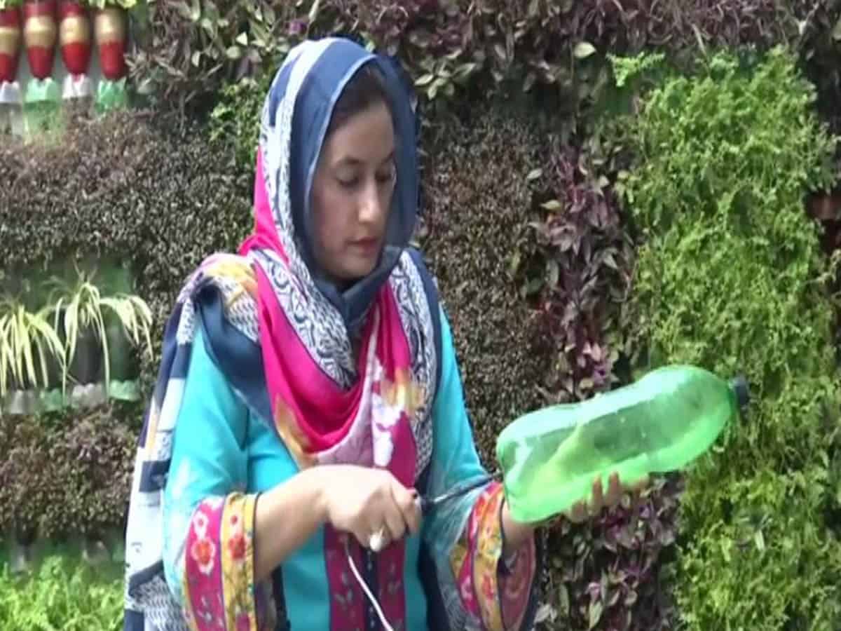 Environmentalist in Jammu creates vertical gardens using plastic bottles