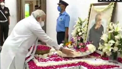 Vice President Naidu, PM Modi pay floral tributes to Pranab Mukherjee at his residence