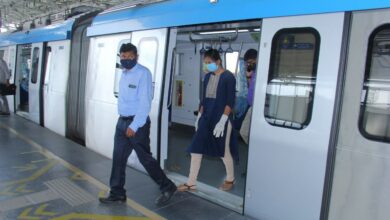 Passengers travelling in Hyderabad Metro Rail