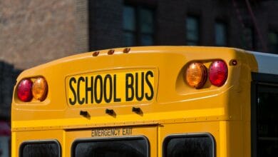 School bus, close up